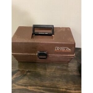 VINTAGE FLAMBEAU 14011 FISHING TACKLE/TOOL BOX BROWN TOOL BOX
